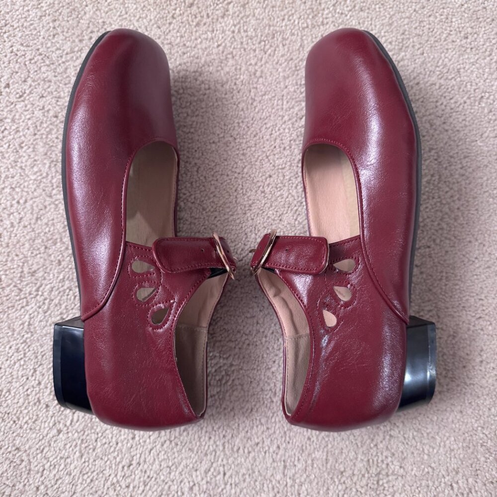 Classic Mary Jane Flats in Deep Wine Red - Picture 4 of 5